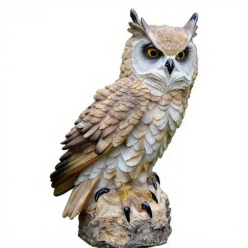TEMU Home Art Craft Cute Decoration Owl Shape Resin Desktop Lifelike Indoor Garden Figurine Ornament Outdoor Anti-bird Collection