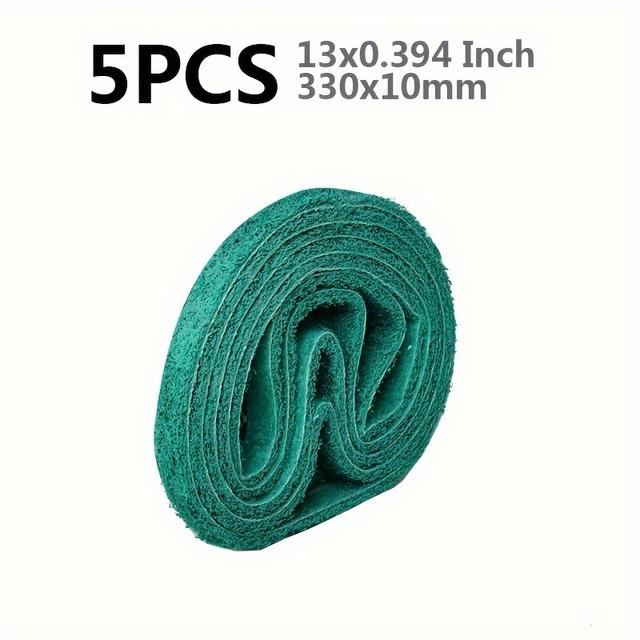 TEMU Sada 5 nylonových brusných pásů o rozměrech 330 x 10 mm, určených pro úpravu povrchu a leštění trubek, zakřivených povrchů a zábradlí