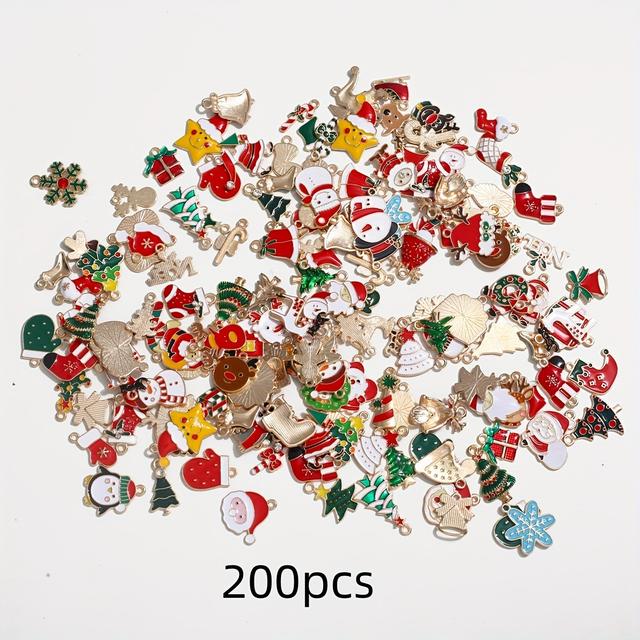 TEMU 20-200개 (랜덤 수량) 컬러풀 크리스마스 테마 에나멜 참 - DIY 주얼리 비즈 (종, 나무, 별, 장식품) 목걸이 & 팔찌 만들기용 - DIY 공예용 대량 구매