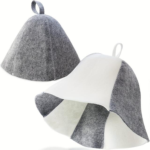 TEMU Set Of 2 Sauna Hats Made From Polished Wool, Designed For Sauna Use. Wool Caps Provide Head Protection In A Sauna Or . Suitable For Men And Women, Unisex Bathroom Additions White