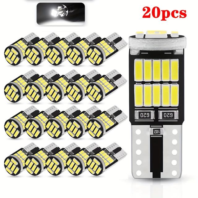 TEMU 20pcs Nlpearl Led Compatible For T10 W5w 194 501 Car - Canbus Smd 4014 Chip , No For Car Interior Lights, Instrument Lights, Dome, Door, Tail, Turn Signal Lights