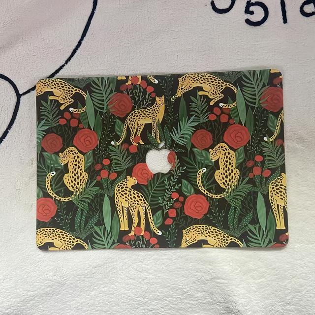 TEMU Leopard And Red Rose Pattern Plastic Laptop Case | Compatible With /pro 11/12/13.3/13.6/14.2/15/16/16.2 Inches, Includes Top And Bottom Shells, Optional Cut-out Logo