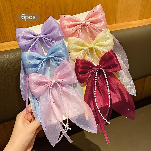 TEMU 6 Colorful And Sweet Fabric Hair Bow Clips, Stylish Hairpins Suitable For Everyday Use