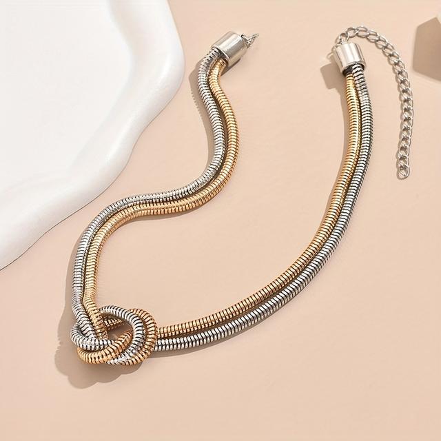 TEMU Elegant Geometric Layered Snake Chain Necklace For Women