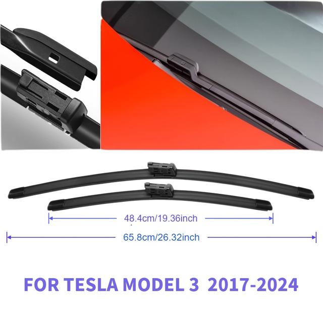 TEMU Szélvédő ablaktörlők Tesla Model 3/Y 2017-től 2024-ig - Könnyű felső rögzítés, tökéletesen illeszkedő csere, minden időjárási körülményre alkalmas strapabíró gumi, 2 darabos szett