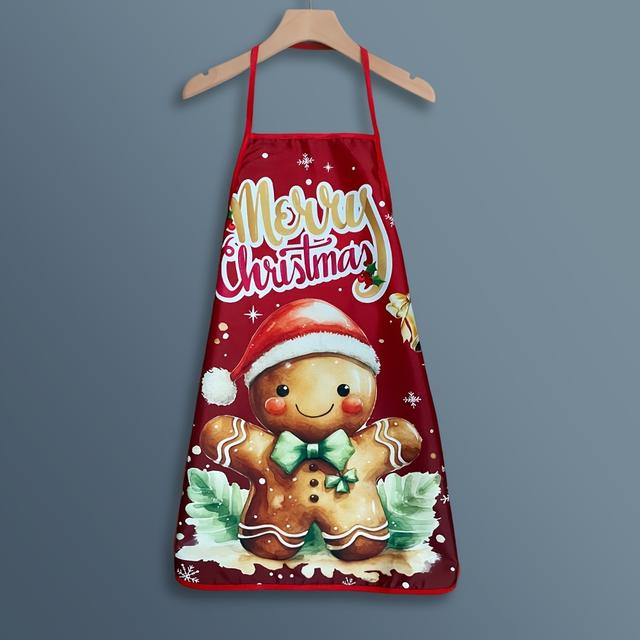 TEMU 1pc Christmas Gingerbread For Man Baking Apron - Durable Polyester With & Icing Suitable For Chefs, Servers, , Barbers, Adults - Holiday Cooking & Baking Attire, Festive Kitchen Wear