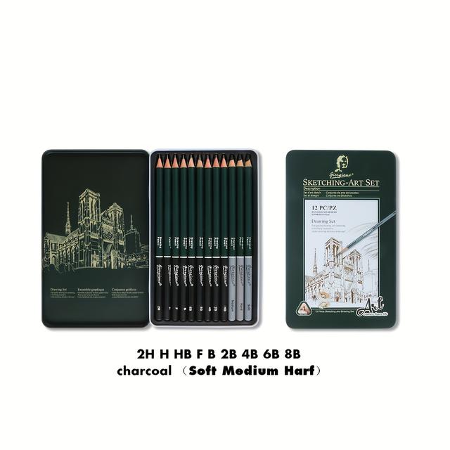 TEMU Набір олівців для малювання для студентів мистецтва, вугільний малюнок для початківців, скетчінг