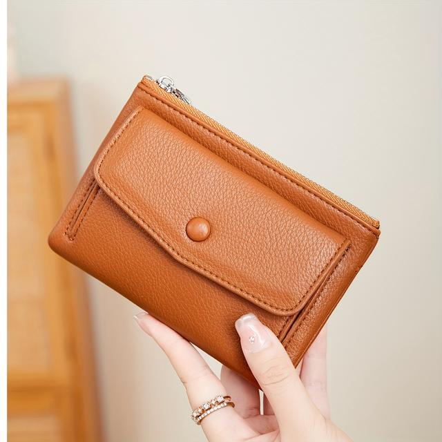 TEMU Double Fold Short Wallet Multi-card Double Zipper Credit Card & Coin Purse Portable Multi-functional Wallet