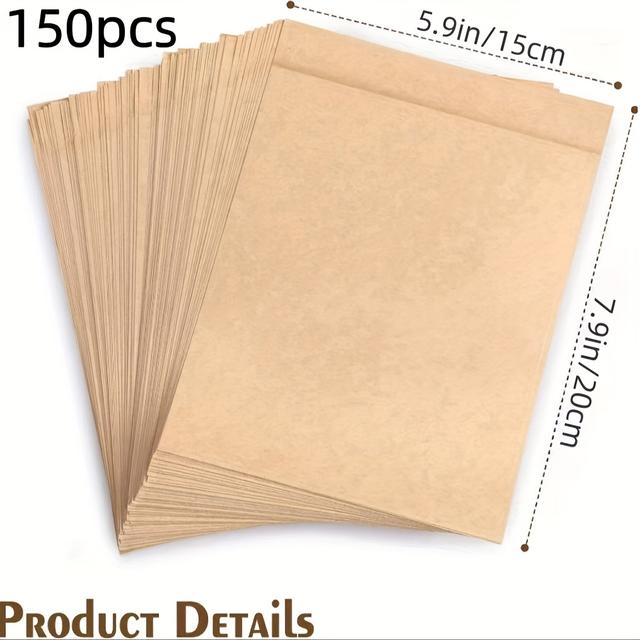 TEMU 150pcs Paper Snack Bags - Brown Flat Wax Lined Oil Proof Packaging Bags For Bread, Biscuits, Buns, Snacks, Sandwiches