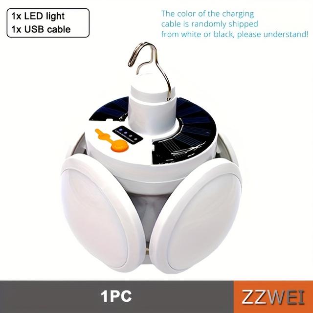 TEMU 1pc Solar Folding Handheld Light, With , Usb Charging Led Light, Portable Solar Multifunctional Light, Used For Camping, Hiking, Fishing, Outdoor Emergency Light