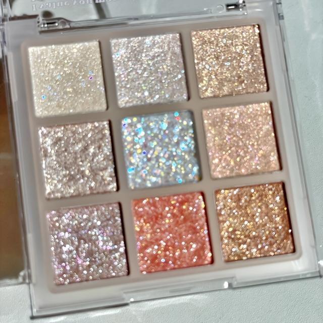 TEMU Christmas 9-color All-glitter Eye Shadow Palette With Pearlescent Sparkle, Pure Desire, Affordable And Portable