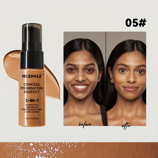 TEMU Flawless Liquid Foundation, 2-in-1 Lightweight Waterproof Concealer Liquid Foundation, Super Wear Long-lasting Flawless Cream Foundation