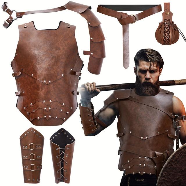 TEMU Conjunto de Disfraz de Vikingo Medieval para Halloween, 5 Piezas, Accesorios para Representaciones y Fiestas