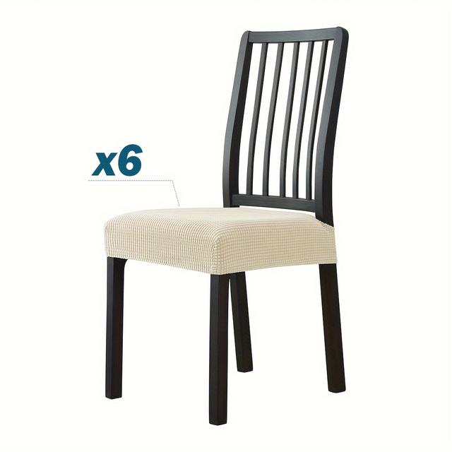 TEMU 4/6pcs Corn Grain Velvet Chair Cover With Elastic Headrest For Home And Hotel Dining Chairs