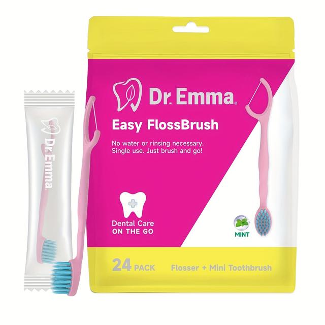 TEMU Set mit 24 einzeln verpackten, kompakten Zahnbürsten, Einwegbürsten mit Zahnseide, Reisefreundliche Minz-Zahnbürsten in Pink und Blau für mehr unterwegs