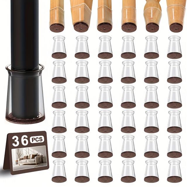 TEMU 36-pack 3 Sizes Chair Leg Floor Protector Pads Suitable For Hardwood Floors Protective Felt Pads Furniture Leg Covers Non-slip Noise Reduction