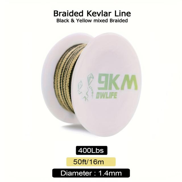 TEMU 9km Line 80~400lb Braided Fishing Assist Line Kite Flying String Outdoor Camping Hiking Dirt- Yellow&black 50~100ft