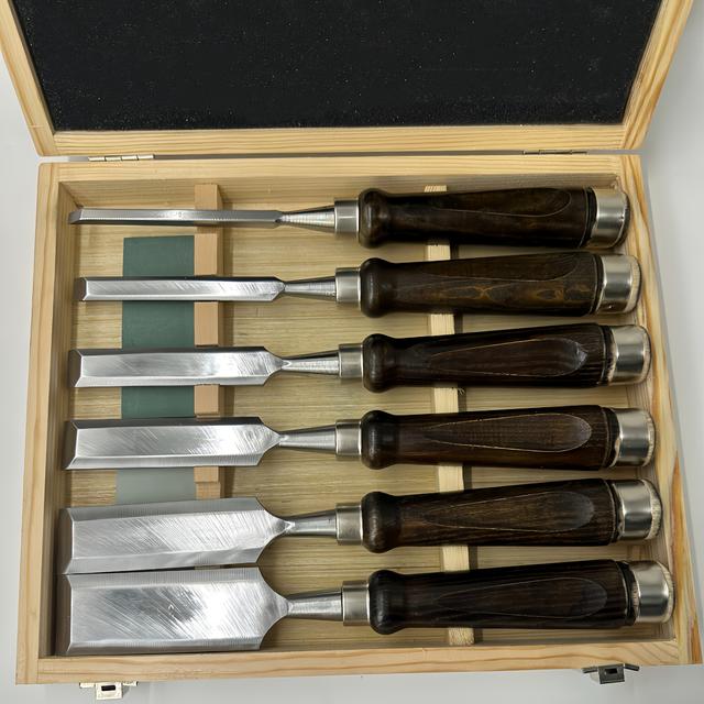 TEMU Set Of 6 Wood Chisels Designed For Woodworking And Carving, Complete With A Wooden Box And Sharpening Stones, Ideal For Beginners (sizes: 6, 13, 19, 25, 32, 38mm)