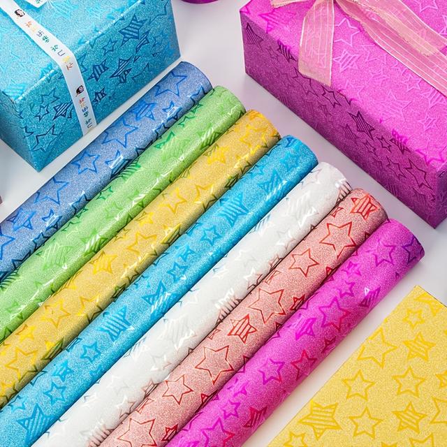 TEMU 7 Stück Regenbogen-Stern Geschenkpapier - Bunte Sternmuster Geschenkfolie für Geburtstage, Baby-Shower, Partys, Feiertage - Dekorative Verpackungsfolien für Partyplaner & Geschenkgeber
