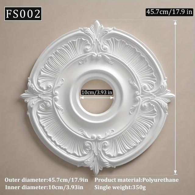 TEMU 1pc Ceiling Medal - Elegant White Matte Pu Ceiling Base For Chandeliers & Fans, Waterproof Moisture-resistant, Compatible With 12.9” & 17.9” Ceiling Fixtures, Modern For /office Renovation ()