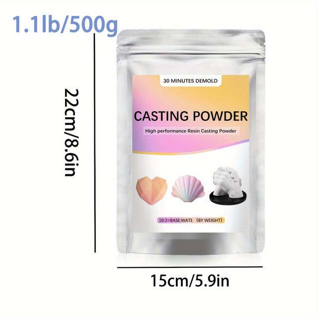 TEMU 2000g/1000g/500g Resin Casting Plaster Powder Starter Kit, Fast Curing Powder, Storage Tray And Vase Mold, Water Activated Plaster Powder Casting Kit Diy Art.