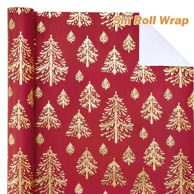 TEMU 3d Decorative Wrapping Paper Roll, Measuring 17 Inches By 16.5 Feet, Available In Snowflake Or Christmas Tree Patterns, Ideal For Birthdays, Holidays, Weddings, Baby Showers, And Parties.