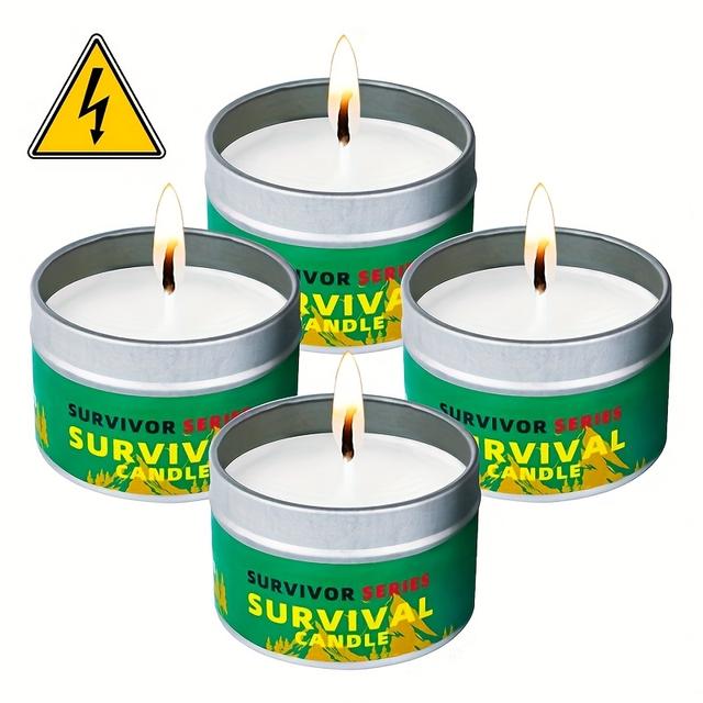 TEMU 4pcs Unscented Emergency Candles, 80g/2.82oz Each - Total , Natural Soy Wax For Indoor/outdoor Use - Ideal For Outdoor Parties, Hiking, Camping, Power Outages