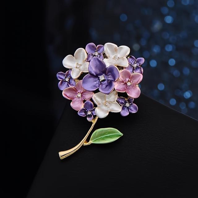 TEMU Esshpule Women' Luxury Lilac Hydrangea Flower Brooch - Flower Suitable For Weddings, Parties, Daily Wear - Elegant Lilac Flower Brooches For Women, Wearable Gift (no Coating)