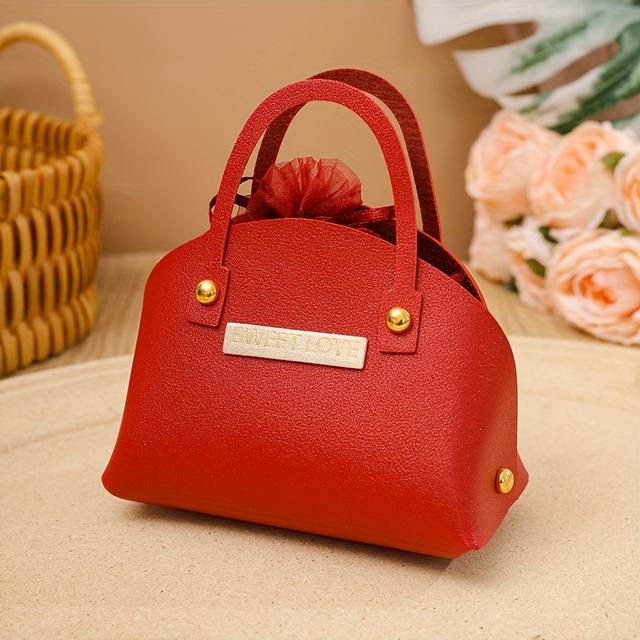 TEMU 20pcs Elegant Leather Gift Bags With Decorative Ties - Reusable For Birthdays, Weddings, Holidays & More - Perfect For Party Favors, Business Celebrations & Special Occasions