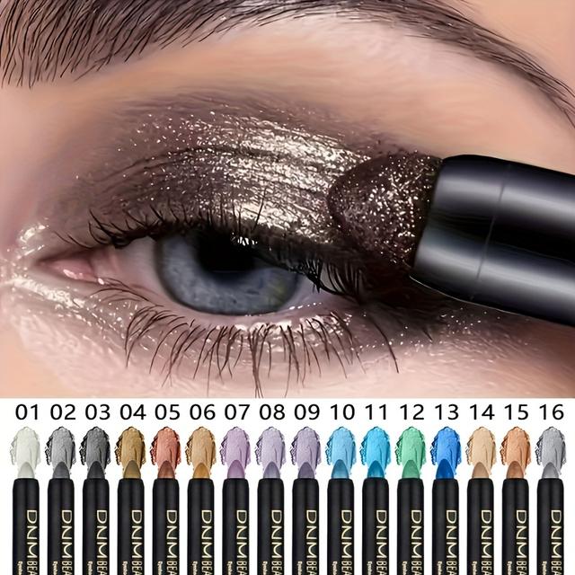 TEMU 16pcs Shimmering Long-lasting Highlighter Eyeshadow Stick - Waterproof Metallic Multicolor