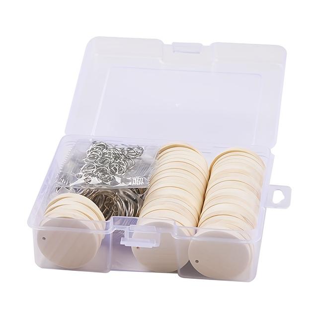 TEMU طقم سلسلة مفاتيح خشبية مع 50 قطعة، يتضمن مفاتيح ومستلزمات صناعة المجوهرات