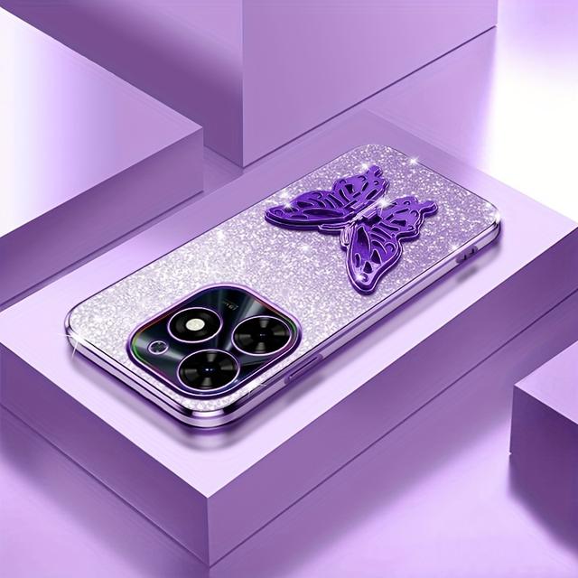 TEMU Phone Case: Soft Tpu Phone Case+ With Stand+shining Paper For Infinix Spark Go 2023//spark Go 2024/spark 20/hot40i/ Series - Shockproof, Anti-scratch, And Dust- Y2k Cover