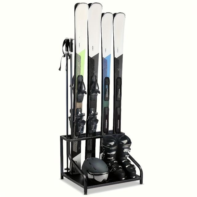 TEMU Ski-Aufbewahrungslösung für die Garage - Ein freistehendes Regal, Paar Skistiefel, Ski, Schutzbrillen, Helme und mehr aufnehmen kann, perfekt zur Organisation Ihres Skiausrüstungs in der