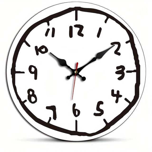 TEMU 1개 원형 벽시계, 창의적 디지털 시계, 심플한 화이트 벽시계, 무소음 나무 시계, 침실 거실 사무실 주방 욕실용, 배터리 구동 (배터리 미포함)