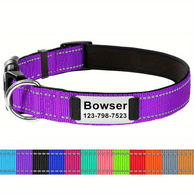TEMU Personalized Pet Collars, Customized Dog Nylon Collar With Id Pendant Tag, Dog Outdoor Accessories And Decorations - Nice Gift For Pets