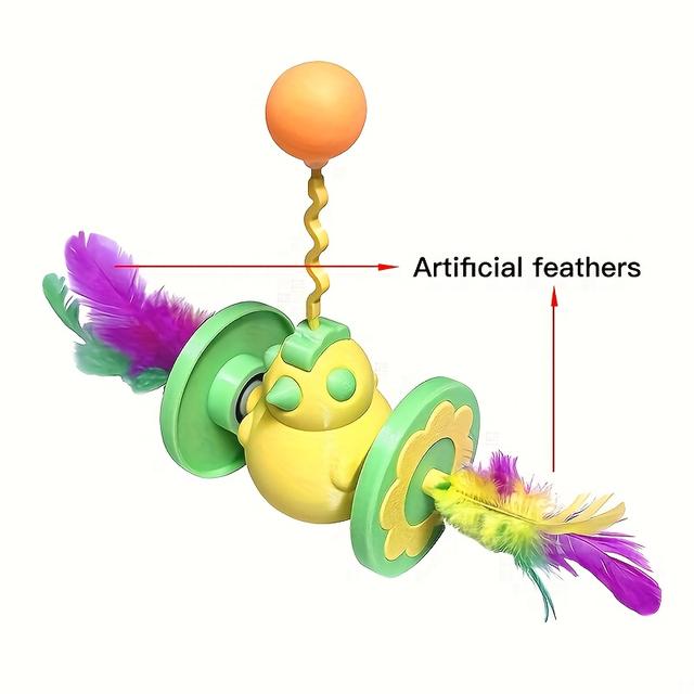 TEMU Нова іграшка для котів без електрики, 1 шт., штучне пір'я, що кувылькається, для розваг котів, інтерактивна іграшка для самостійної гри котів і собак