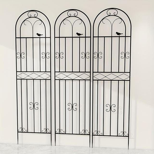 TEMU Wrought Iron Garden Trellis For Climbing Plants - Outdoor Heavy Duty Rustproof Rose Pothos Support, Adjustable Fence Flower Stand For Yard