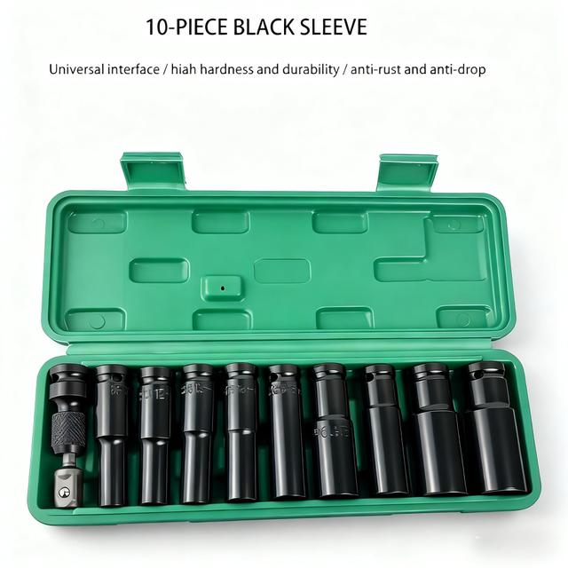 TEMU 10-24mm Carbon Steel Impact Socket Set 10pcs 1/2inch -point Impact Socket Set With Hard Storage Box Hand Tools Socket Adapter Set For Impact Drivers