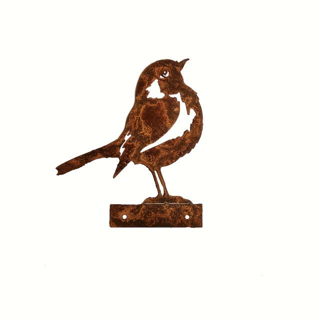 TEMU [2d Flat] 1pc Handmade Vintage Metal Bird Wall Decor - Rust Finish - Feather Texture Wings, Suitable For Diy Wedding Garden Balcony Decoration, Durable Outdoor/ Rustic Bird Sculpture