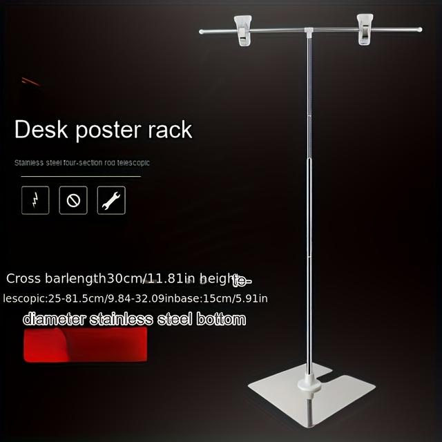 TEMU 1pc Desktop Small Exhibition Stand, Poster Display Stand, Bracket, Price Tag, Tabletop Telescopic Metal Clip, Display Board