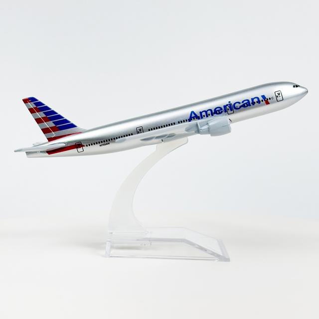 TEMU de Avión de Metal Diecast 777 AA con Soporte - Réplica Coleccionable a 1/400, Ideal para Entusiastas de la Aviación, Exhibición en Oficina o Tablero