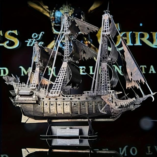 TEMU Glue- Puzzle Assembled Toy Boat Model 3d Three-dimensional Game Puzzle Creative Toy Pirate Ship Sailboat Model Crafts Home Decorations Ornaments Artwork Christmas Halloween Gifts Puzzle Toy Model