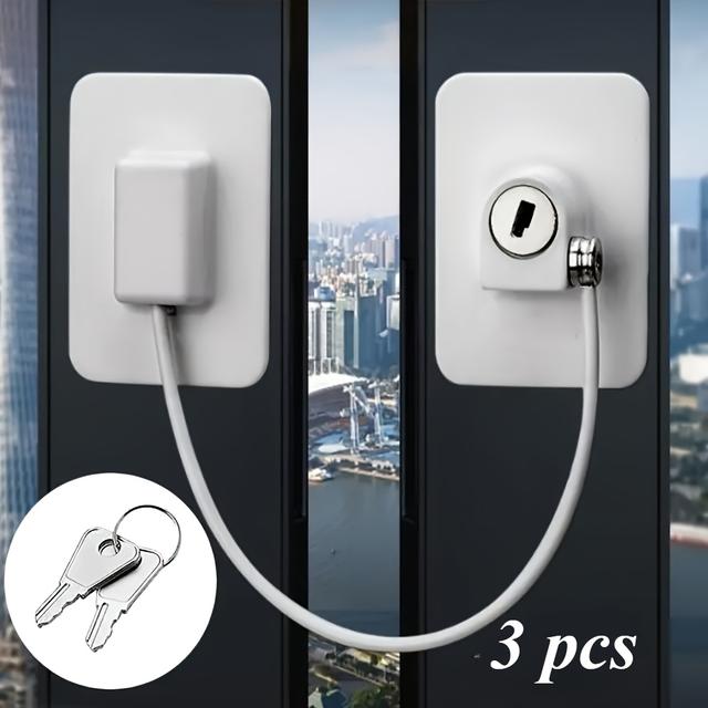 TEMU 3pcs Safety Lock-no Drilling , Refrigerator Door Locks, Metal & Plastic Construction, Window Security | Lock | Durable Plastic Lock, Window Locks Durable Plastic Lock, Window Locks