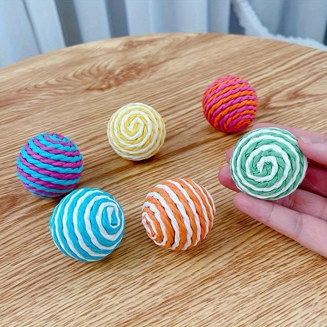 TEMU 6/12 Pack Sisal Balls For Cats, Knawable Self-entertaining Pet Toys, Random Colors, All Breed Sizes, No Battery Needed
