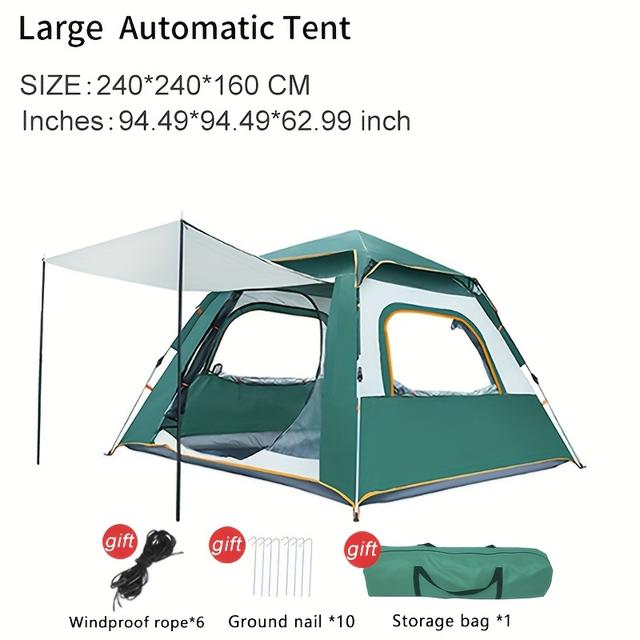 TEMU 4-6 Personen Campingzelt, Automatischer Schnellsetzer, Einfach zu Montieren, Vierseitige Belüftung, Geräumiges Design, - und Insektenfest für Outdoor-Camping