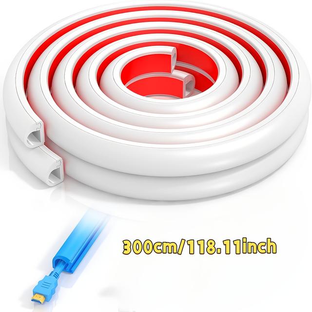 TEMU 1 Roll Concealed Self-adhesive Cable Protector, Pvc Cable Tray Cable Manager. For Wall And Floor Wiring