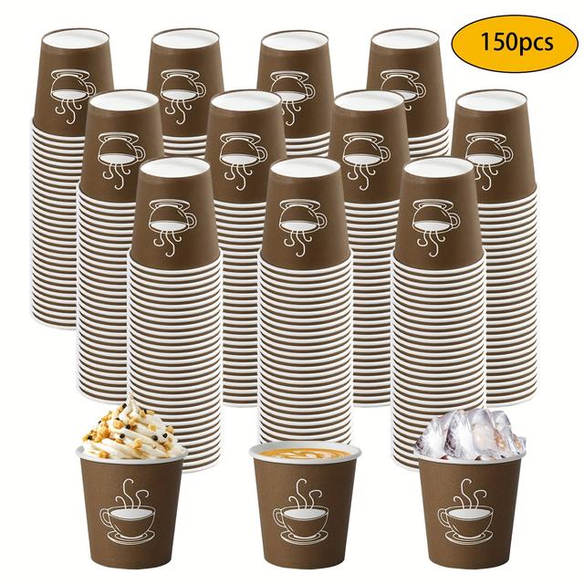 TEMU 150/40pcs 2oz Mother's Day Outdoor Cups, Disposable Paper Cups, Coffee Cups, Hot/cold Drinking Cups, Brown Beverages Water Cups For Party, Picnic, Travel, Events