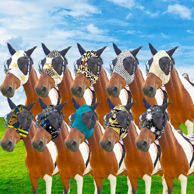 TEMU 10pcs Horse Fly Mask Smooth And Comfortable Fly Masks For Horses With Ears Elasticity Horse Face Mask Horse Masks Covering For Horses Riding Supplies (large)