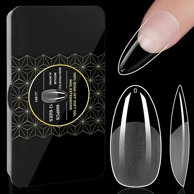 TEMU 600pcs Quickchic Matte Medium Almond Artificial Soft Gel Nail Stickers For High Heels Almond Cone Square Nail Press On Nails