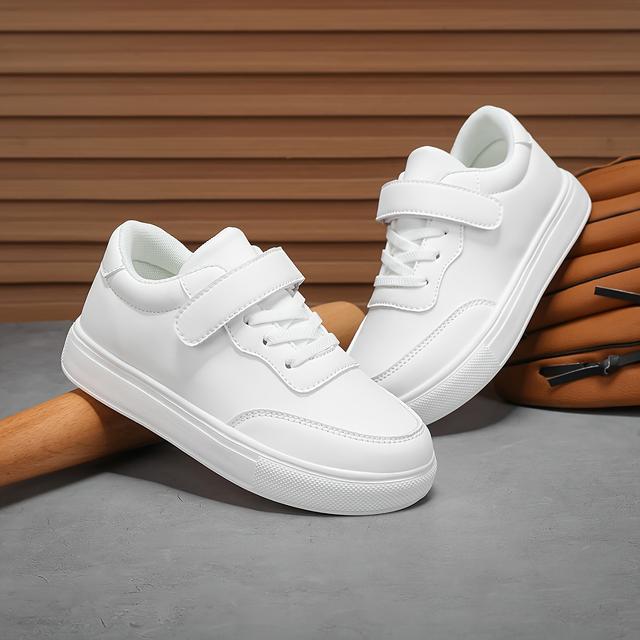 TEMU Ganzjahres-Low-Top-Sneaker mit Klettverschluss – Gepolstertes Obermaterial & Sohle, Uni-Farben/Cloud Kinder-Sportschuhe geeignet für Schule, Outdoor, Laufen